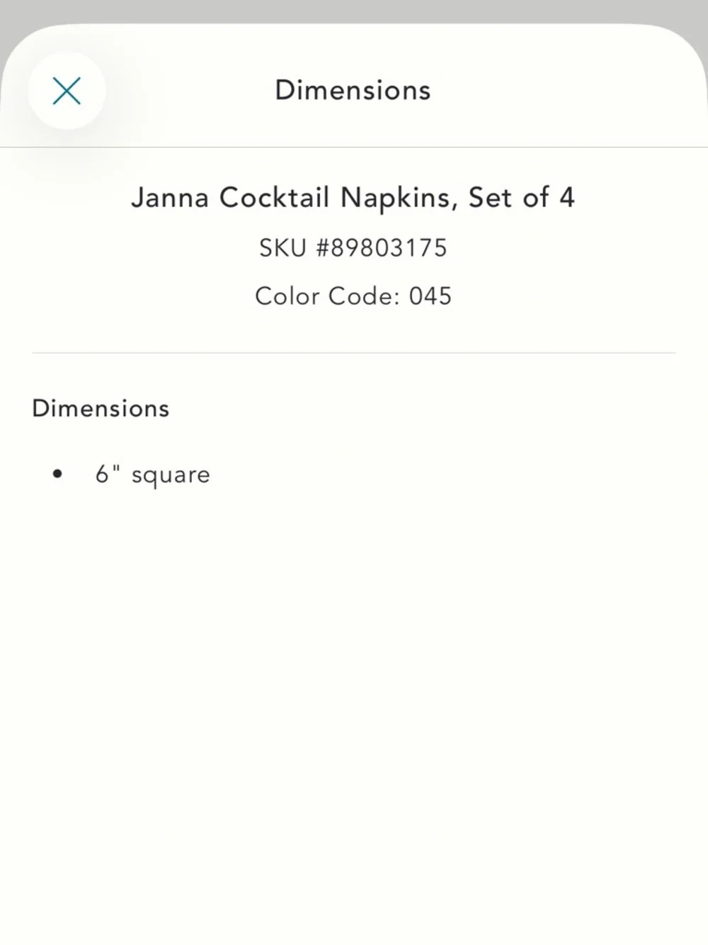 Anthropologie Janna Cocktail Napkins, Set of 4 in Sky NEW